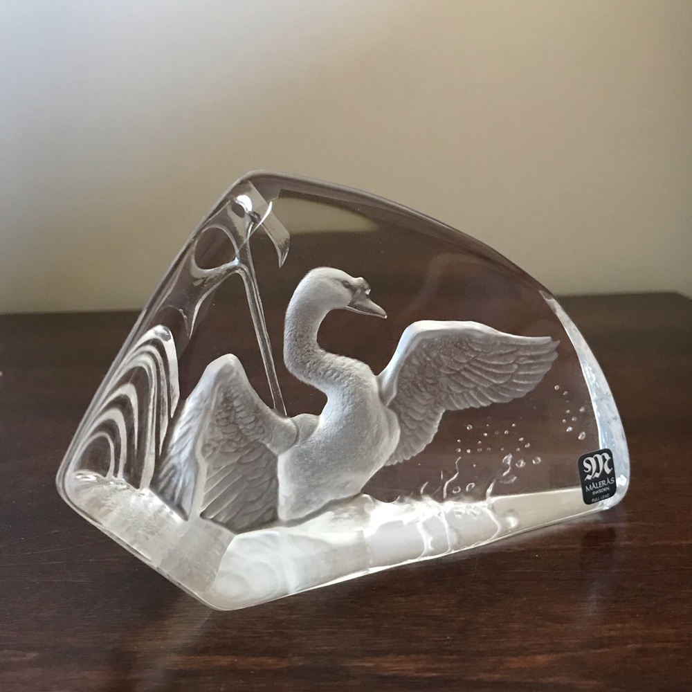 Mats Jonasson Art Glass Crystal Vintage Swan
